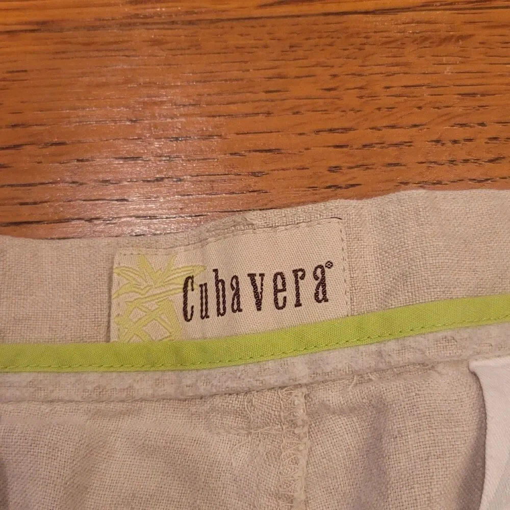 Cubavera 100% Linen Beige Dress Pants Flat Front Classic Men's 38X30